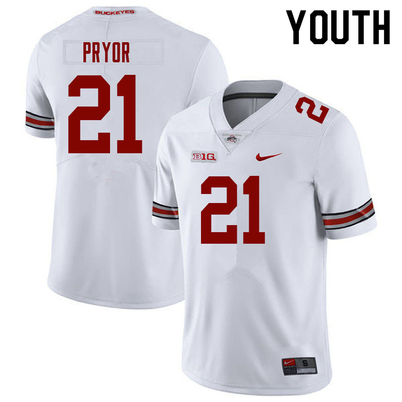 Ohio State Buckeyes Evan Pryor Youth #21 White Authentic Stitched College Football Jersey